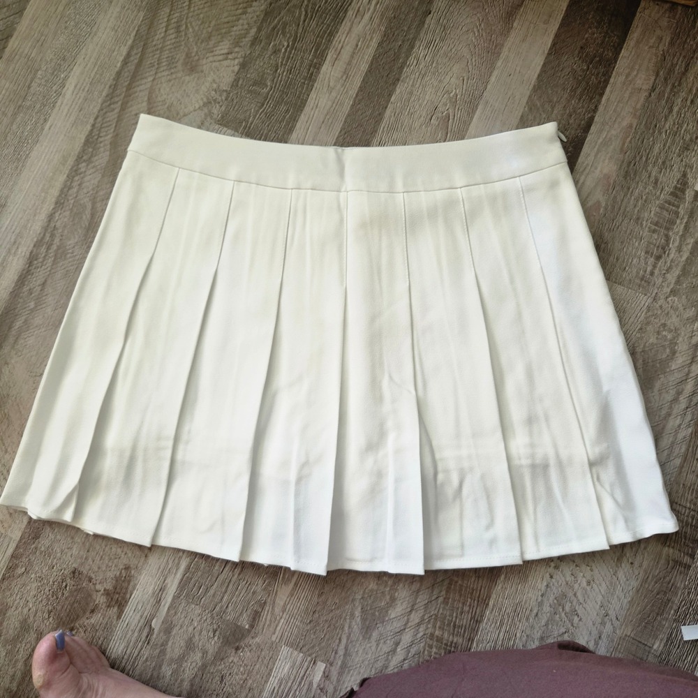 Fashion New Quality White Pleated Tennis Skort Mini Skirt Large Tagged 2XL Fit L